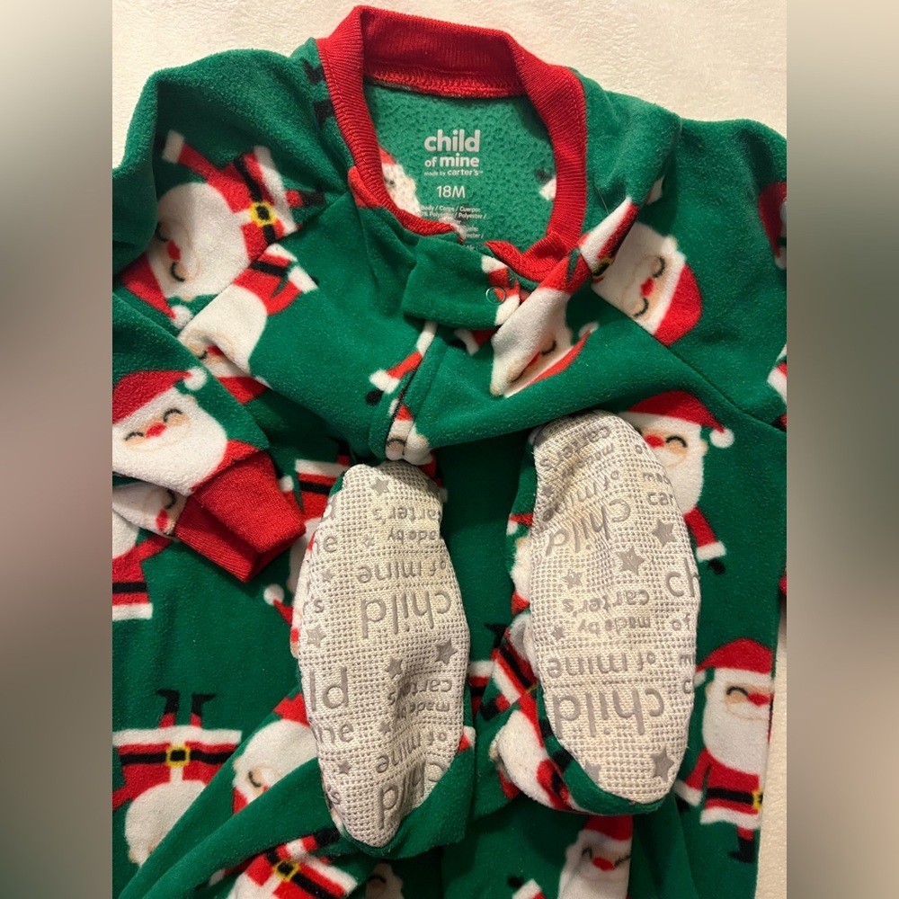 Child of Mine Festive Green Santa Footie
